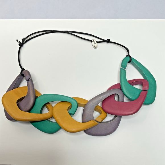 Sylca Designs Statement Necklace Tagua Adjustable Black Cord up to 20" - Picture 5 of 7